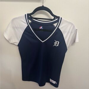 Majestic Navy and White Sports Top-Detroit Tigers